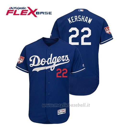 Maglia Baseball Uomo Los Angeles Dodgers Clayton Kershaw Flex Base Entrenamiento De Primavera 2019 Blu